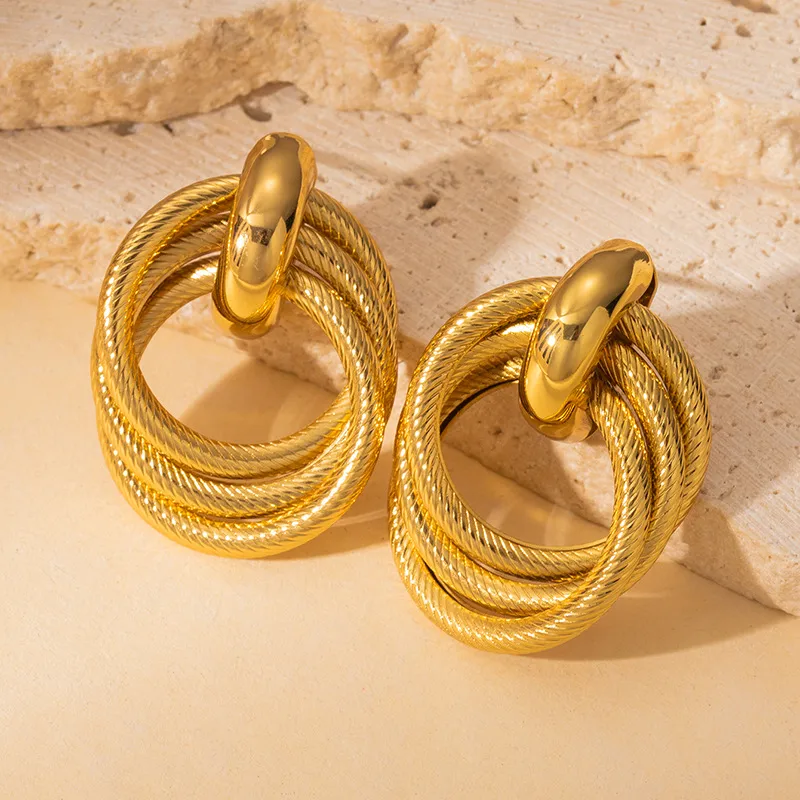 Triple Hoop Twist Earrings