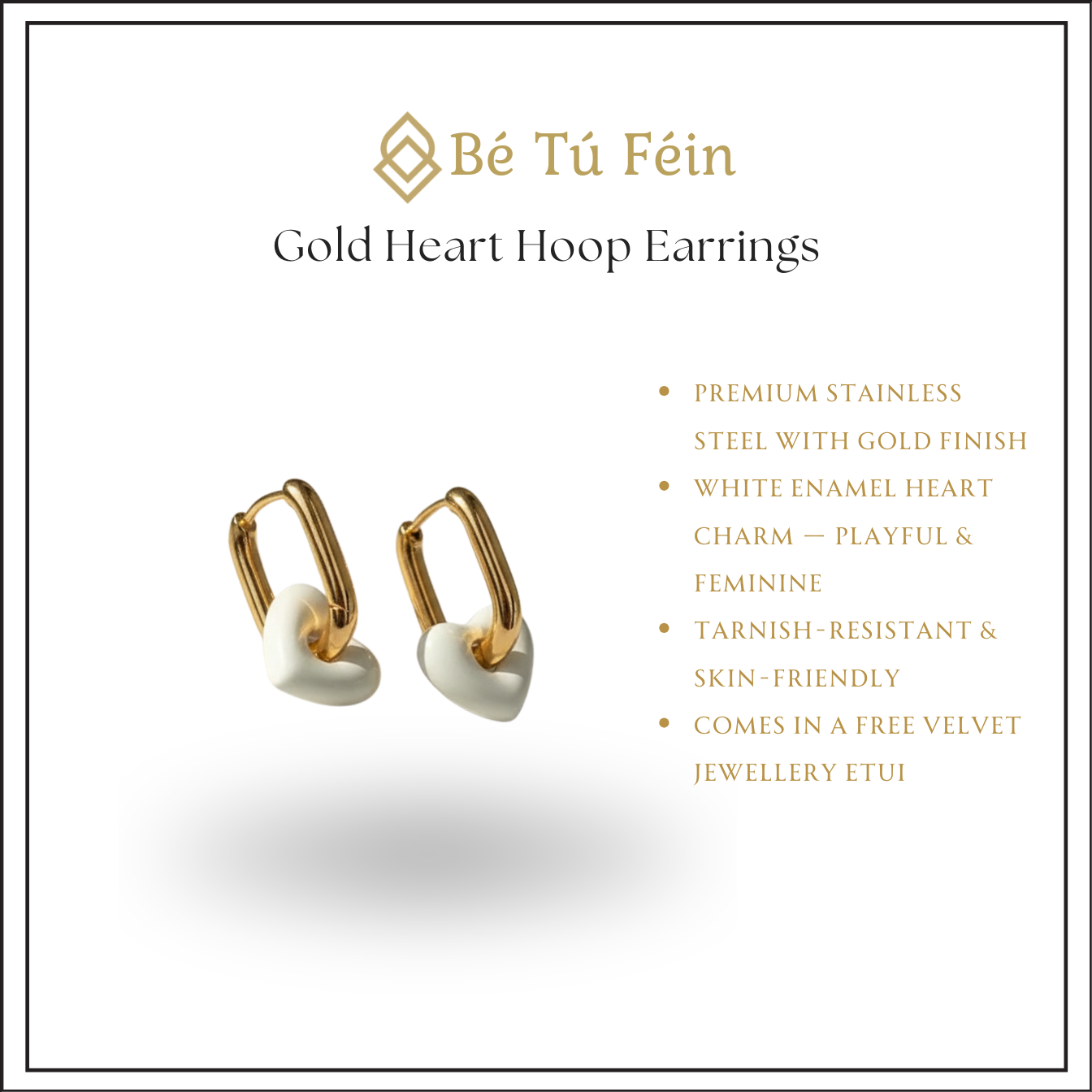 Gold Heart Hoop Earrings