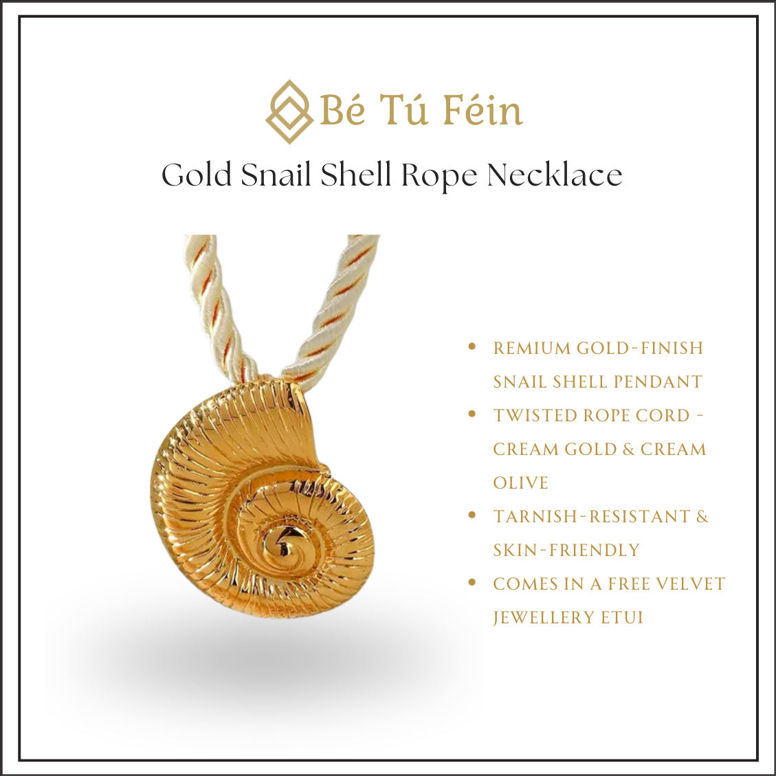 Gold Snail Shell Rope Necklace