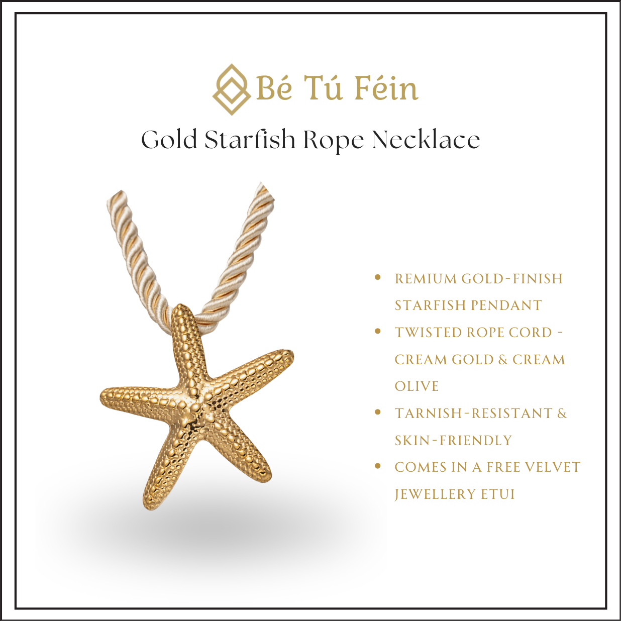 Gold Starfish Rope Necklace