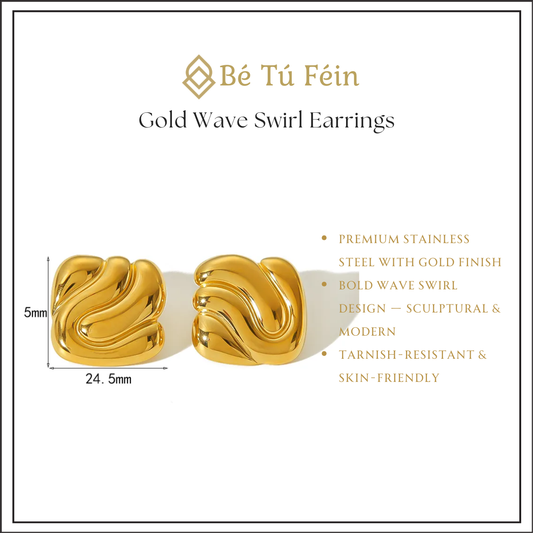 Gold Wave Swirl Earrings