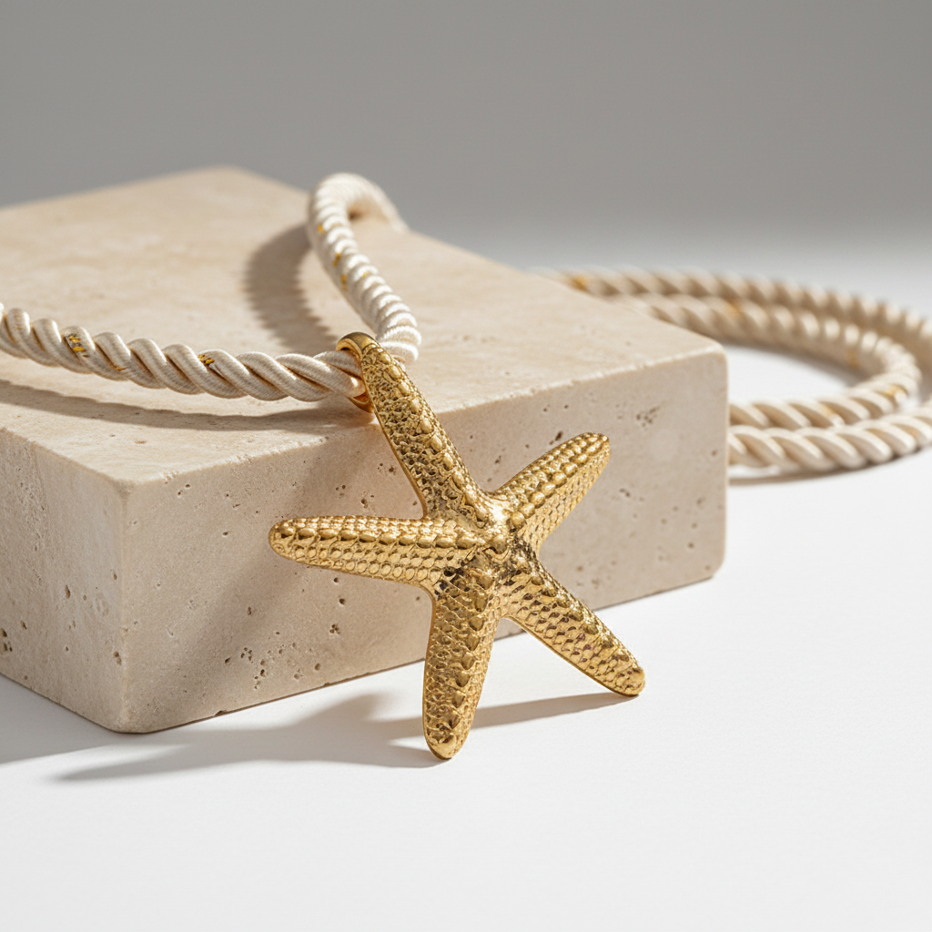 Gold Starfish — kremowy sznurek poprawiony