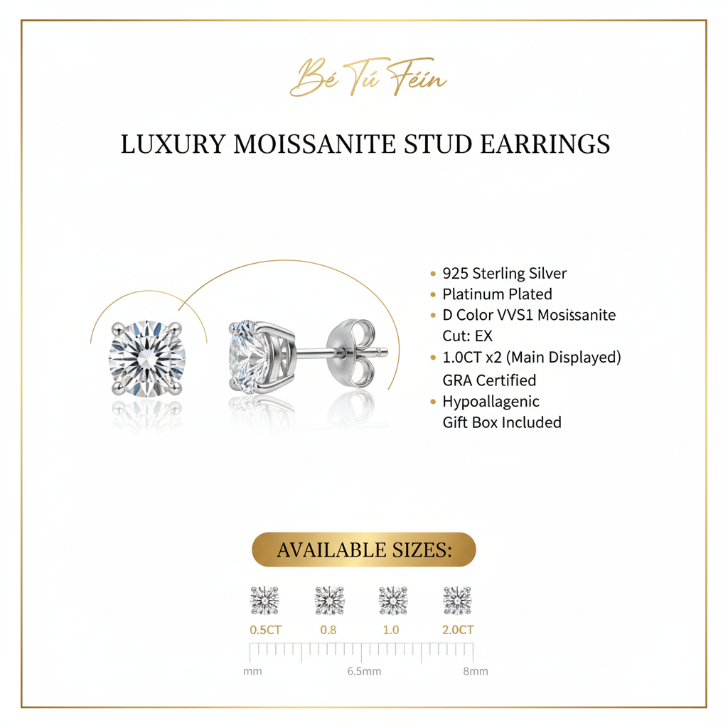 Moissanite Brilliance Stud Earrings