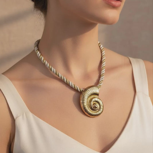 Gold Snail Shell Rope Necklace