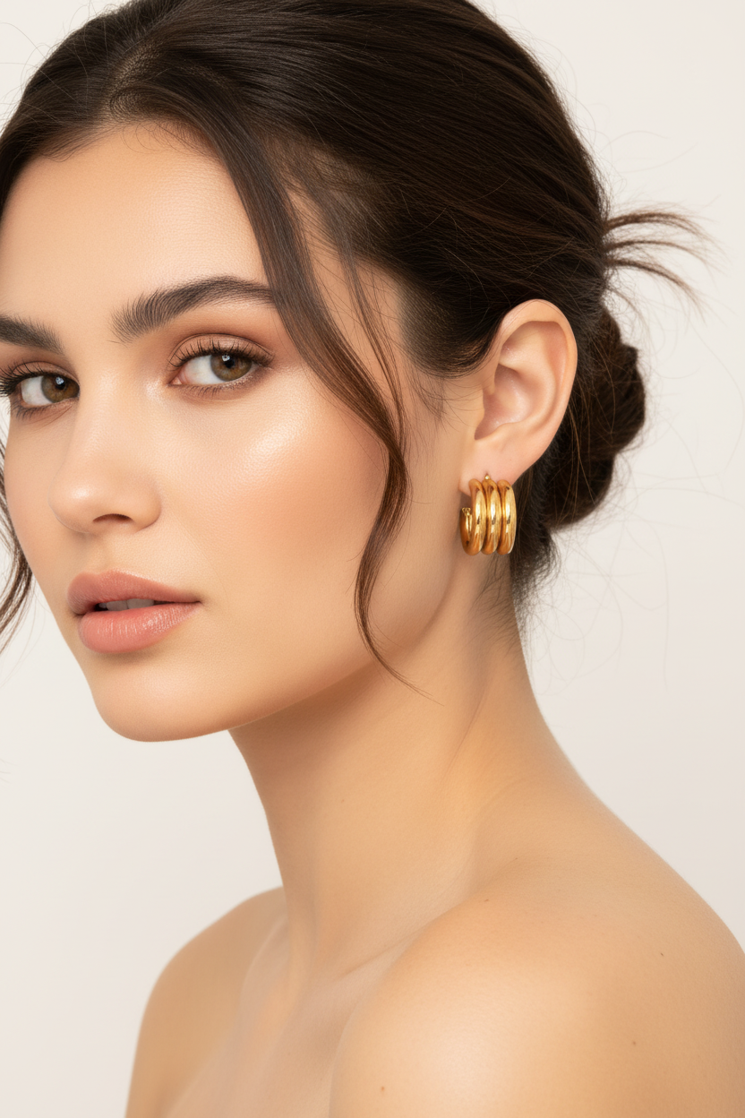 Triple Chunky Hoop Earrings