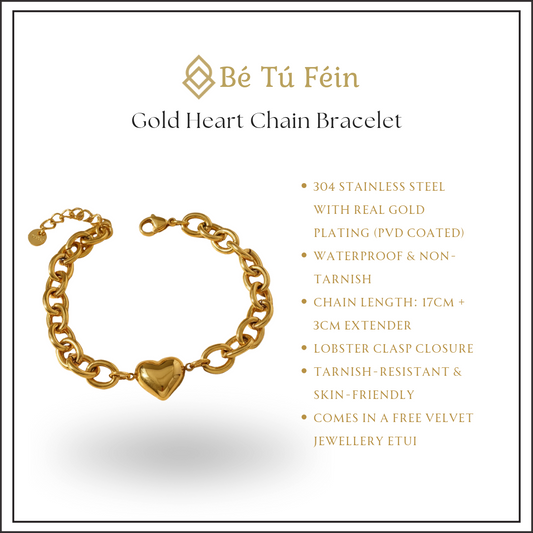 Gold Heart Chain Bracelet