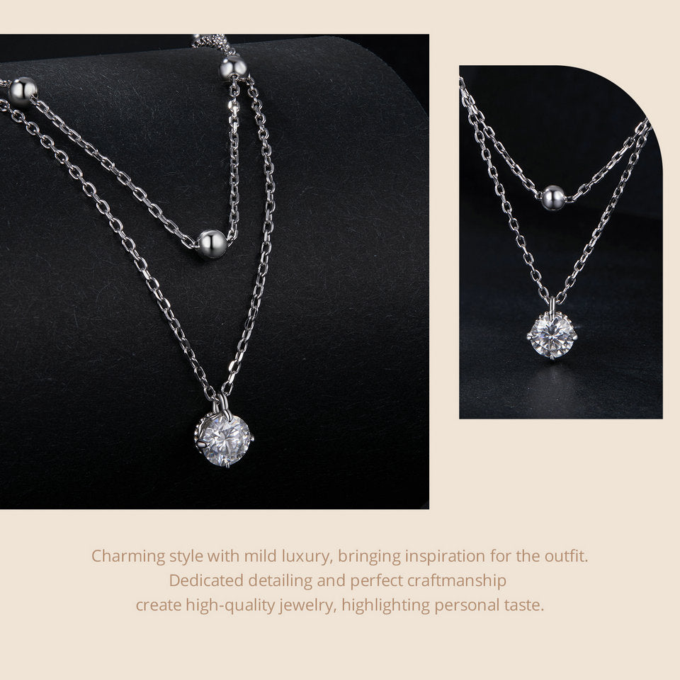 Moissanite Layered Pendant Necklace – Power Collection
