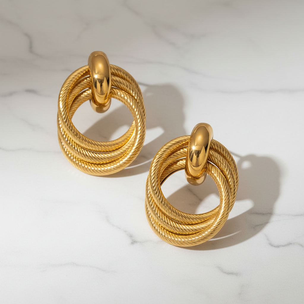 Triple Hoop Twist Earrings — lifestyle