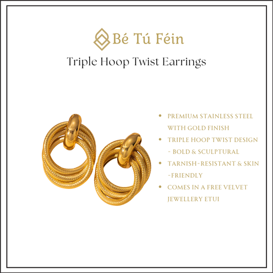 Triple Hoop Twist Earrings